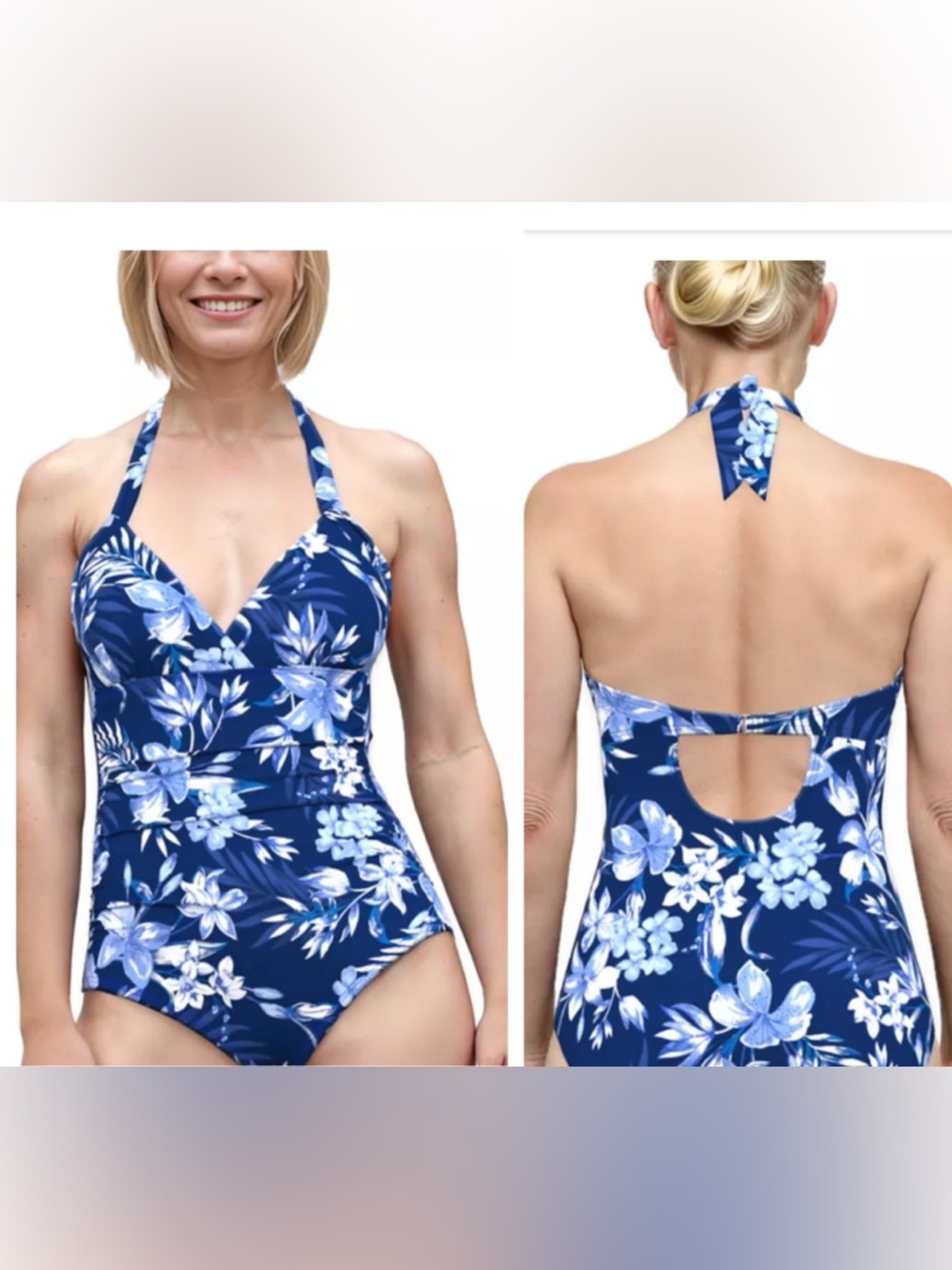 American Beach Island Time Draped V-Neck One Piece Swimsuit. 10